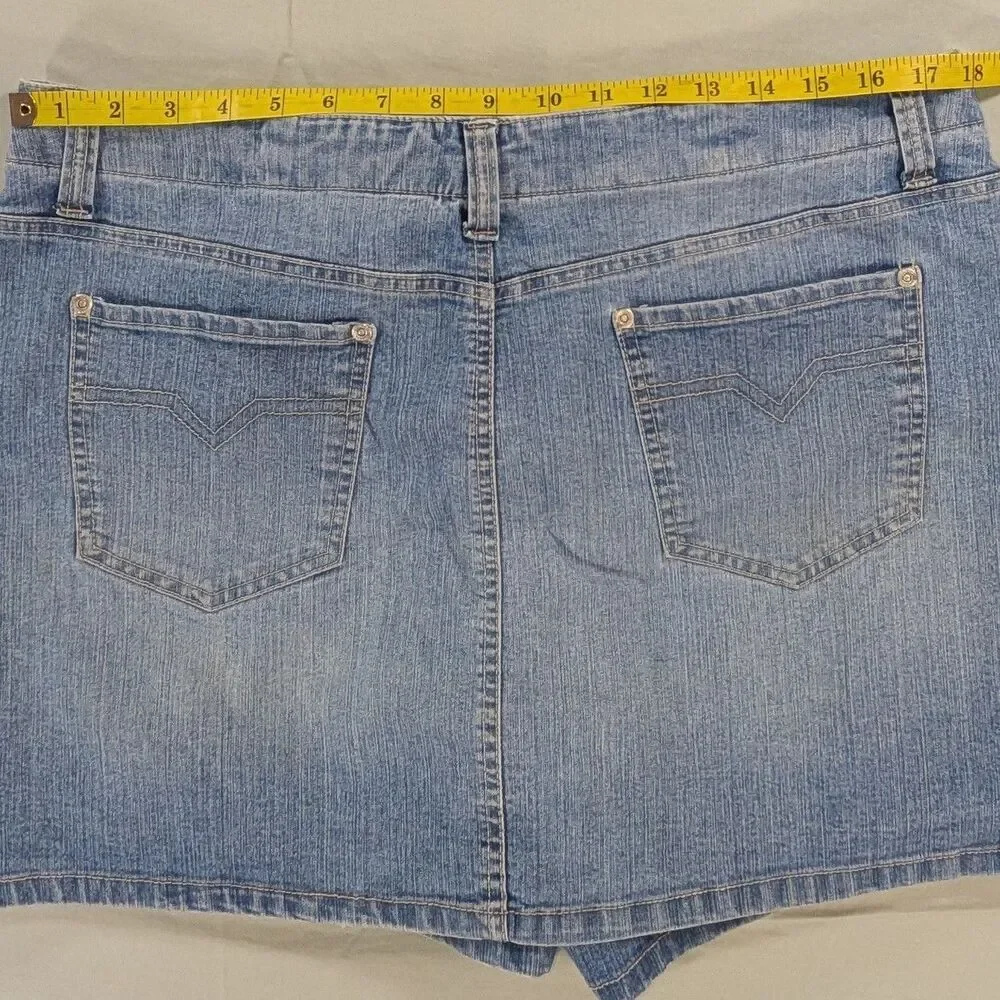 Denim Skort Mini XL Blue Pockets